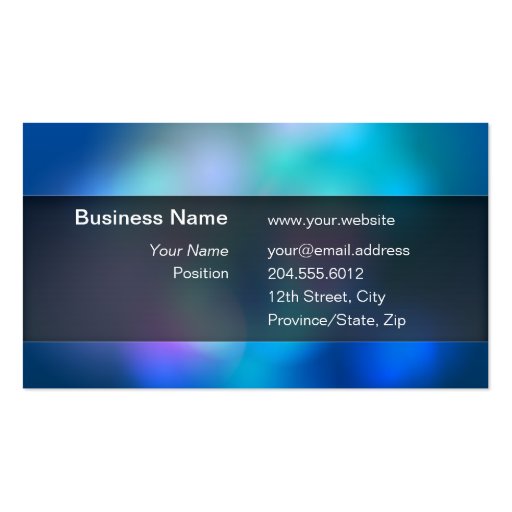 Blurry Colors Black Transparent Box Business Card (front side)