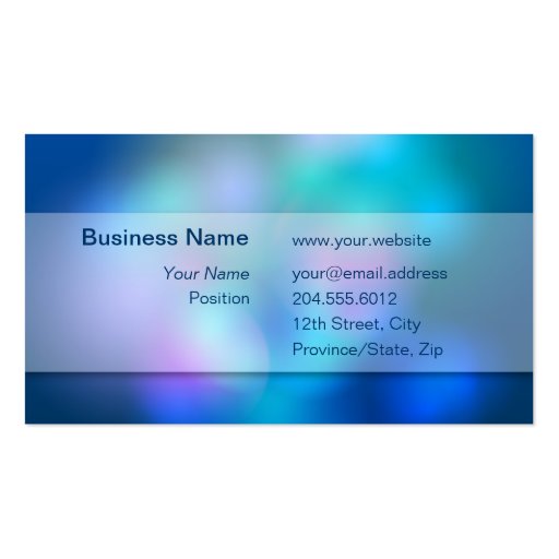Blurry Colors White Transparent Box Business Card (front side)