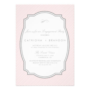 BLUSH AND GREY STRIPED ENGAGEMENT PARTY INVITATION