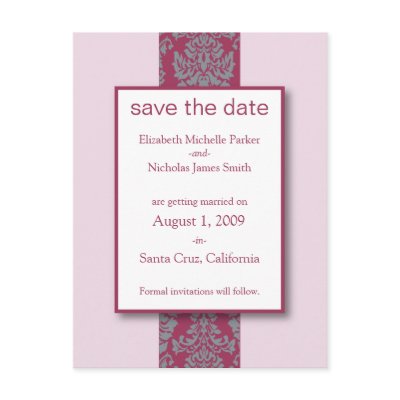 Blush Baroque Damask Save the Date Postcard by TheWeddingShoppe