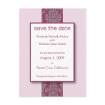 Blush Baroque Damask Save the Date Postcard