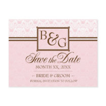 Blush & Brown Save The Date Postcard