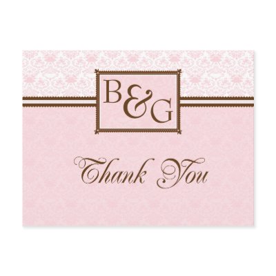 Blush & Brown Thank You Postcard by twoheartsshoppe