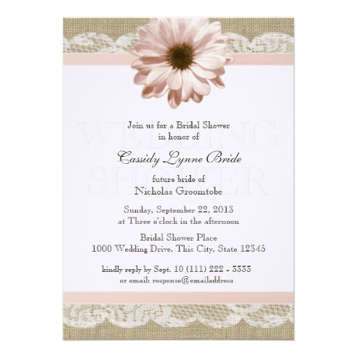 Blush Daisy Country Lace Wedding Shower Custom Announcements