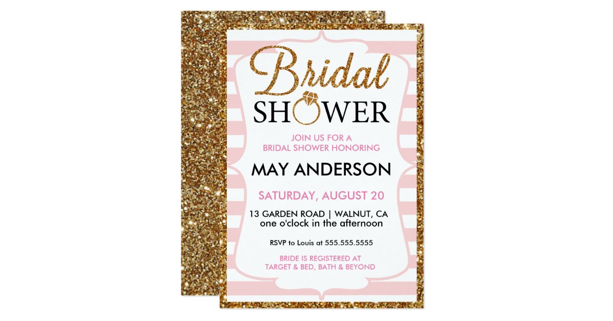 Blush Gold Glitter Bridal Shower Invitation Zazzle