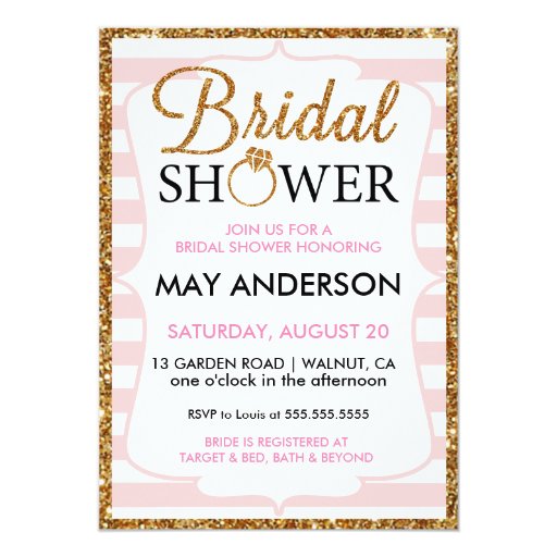 Blush Gold Glitter Bridal Shower Invitation Zazzle