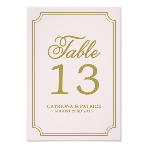 Blush & Gold Whimsical Script Table Numbers Card Custom Announcements
