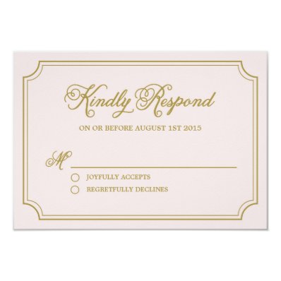 Blush & Gold Whimsical Script Wedding RSVP Card Personalized Announcement