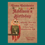 Blush Owl Birthday Invitation invitations