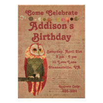 Blush Owl Birthday Invitation invitations