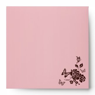 Blush Pink and Brown Butterfly Floral Sq. Envelope envelope