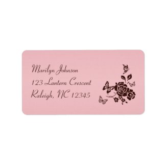 Blush Pink and Brown Floral Address Label label