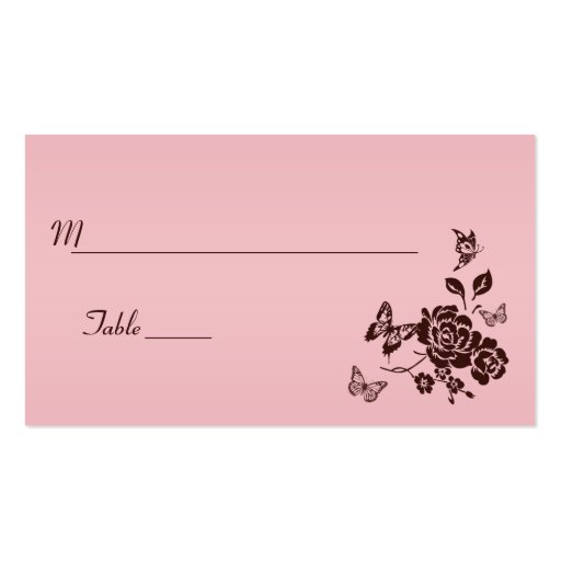 Blush Pink and Brown Floral Butterfly Place Cards Business Cards (front side)