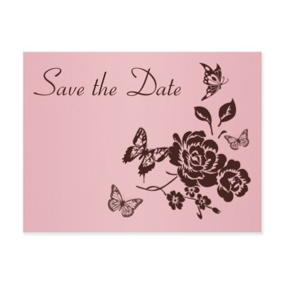 Blush Pink and Brown Floral Save the Date Card Post Cards by NiteOwlStudio