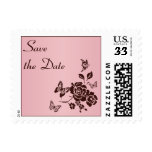 Blush Pink and Brown Floral Save the Date Postage