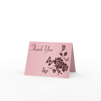 Blush Pink and Brown Floral Thank You Card card
