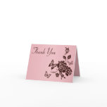 Blush Pink and Brown Floral Thank You Card