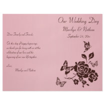 Blush Pink and Brown Floral Wedding Program Flyers