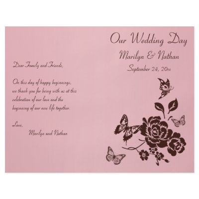 Blush Pink and Brown Floral Wedding Program Flyers by NiteOwlStudio