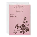 Blush Pink and Brown Flowers and Butterflies Menu Personalized Announcement