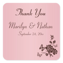 Blush Pink and Brown Flowers Butterflies Sticker