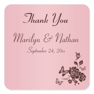 Blush Pink and Brown Flowers Butterflies Sticker sticker