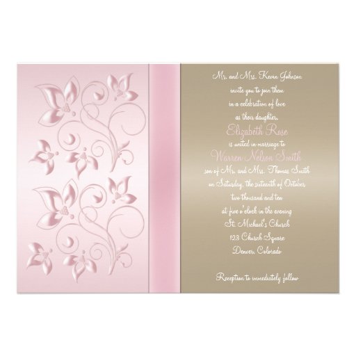 Blush Pink and Champagne Floral Invitation