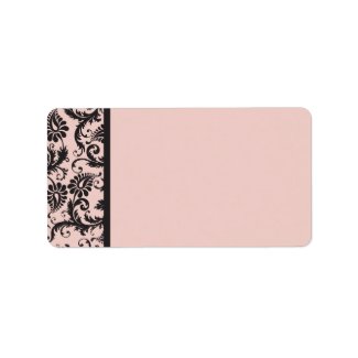 Blush Pink and Grey Damask Address Label Blank label
