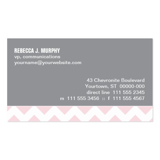 Blush Pink Chevron Business Card (back side)