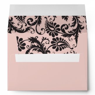 Blush Pink, Cream, and Grey Damask A7 Envelope envelope