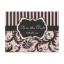 Blush Pink, Cream, Gray Damask Save the Date Card Post Cards