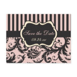 Blush Pink, Cream, Gray Damask Save the Date Card Post Cards