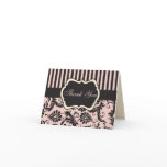 Blush Pink, Cream, Gray Damask Thank You Card