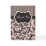 Blush Pink, Cream, Gray Damask Thank You Card II