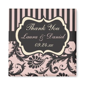 Blush Pink, Cream, Grey Damask Wedding Favour magnet