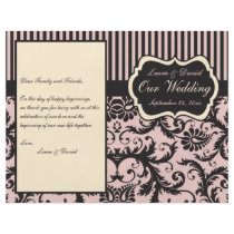 Blush Pink, Cream, Gray Damask Wedding Program Personalized Flyer