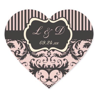 Blush Pink, Cream, Gray Monogram Wedding Sticker by NiteOwlStudio