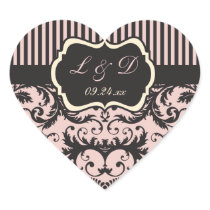 Blush Pink, Cream, Gray Monogram Wedding Sticker