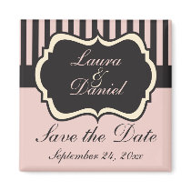 Blush Pink, Cream, Gray Save the Date Magnet