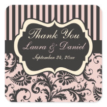 Blush Pink, Cream, Gray Wedding Favor Sticker