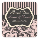 Blush Pink, Cream, Gray Wedding Favor Sticker