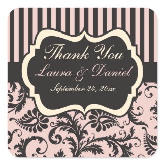 Blush Pink, Cream, Grey Wedding Favour Sticker sticker