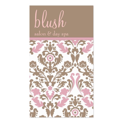 Blush Pink Damask Elegant Business Card (front side)