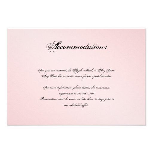 Blush Pink Elegance Wedding Insert Custom Invitations