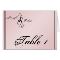 Blush Pink Elegance Wedding Table Number Greeting Card