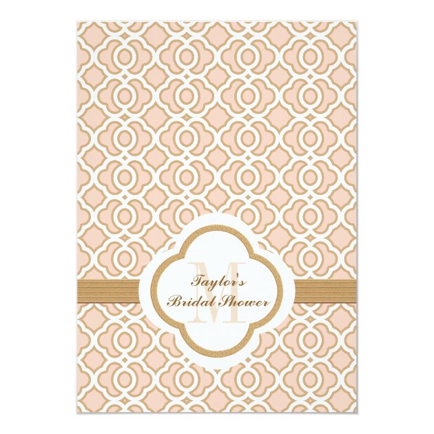 Blush Pink Gold Moroccan Bridal Shower Invites