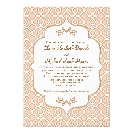 Blush Pink Gold Moroccan Wedding Invitations