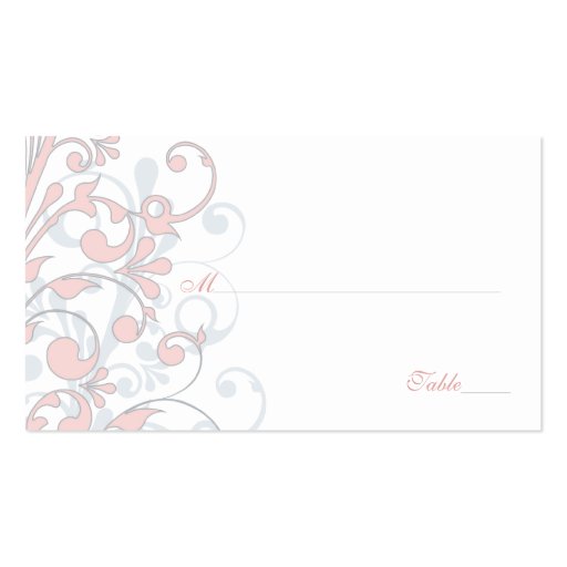Blush Pink, Grey, White Floral Wedding Place Cards Business Cards (front side)