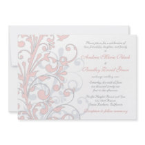Blush Pink, Grey, & White Wedding Invitation