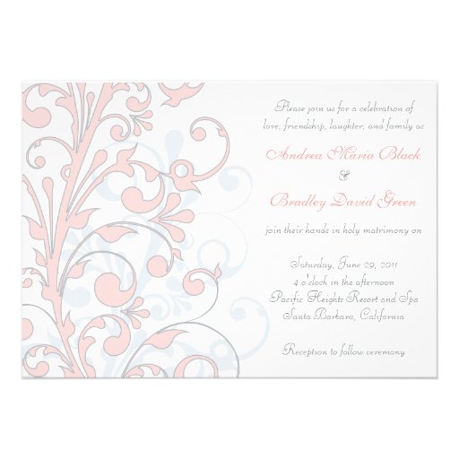 Blush Pink, Grey, & White Wedding Invitation